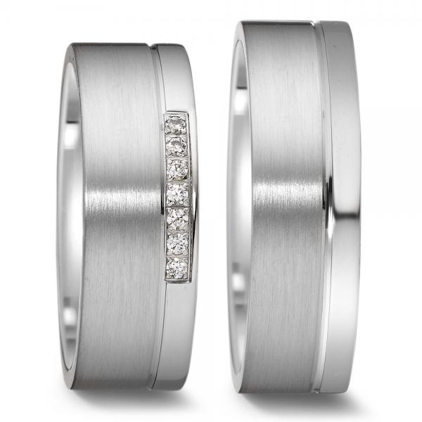 Trauringe Weissgold von Weidner 61036 + 71036